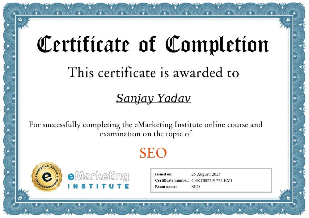 emarketing seo certificate