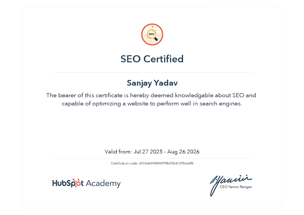 seo certificate hubspot 1