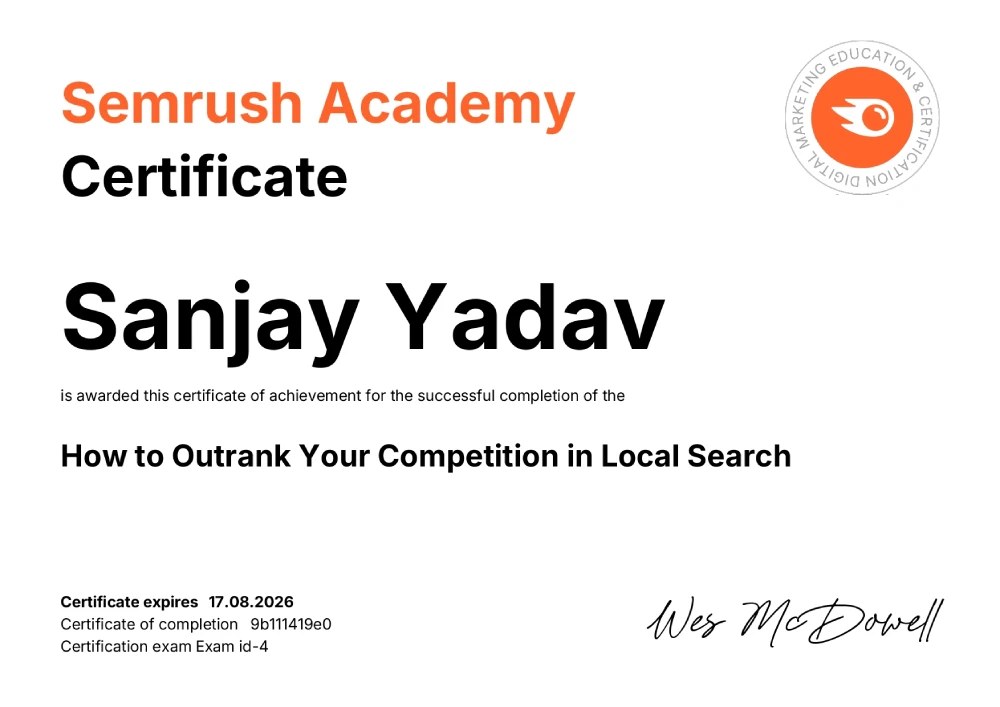 How to Outrank your competitor Semrush certificate